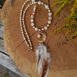 Boho Naszyjnik z Kamieniami Rzecznymi